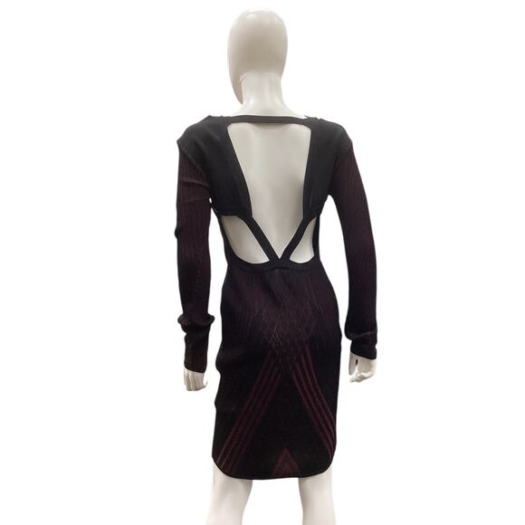 NWT Roberto Cavalli Women’s Dress Size M/ L Funky Back Cutout Black & Wine Color - Picture 3 of 6